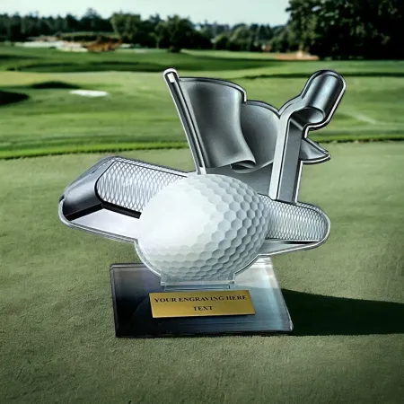 Akrylátová trofej AWF M50 | Golf Výška cm: 15,5 - Šířka cm: 14,5 - plnobarevná