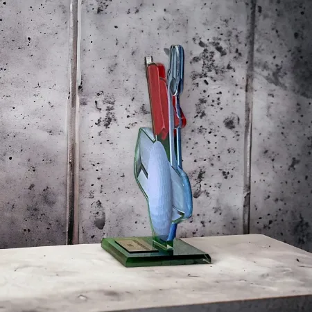 Akrylátová trofej AWF M50 | Golf Výška cm: 15,5 - Šířka cm: 14,5 - plnobarevná