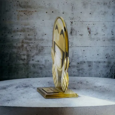 Akrylátová trofej AWF M51 | Dětské Výška cm: 19,5 - Šířka cm: 18,5 - stříbrná