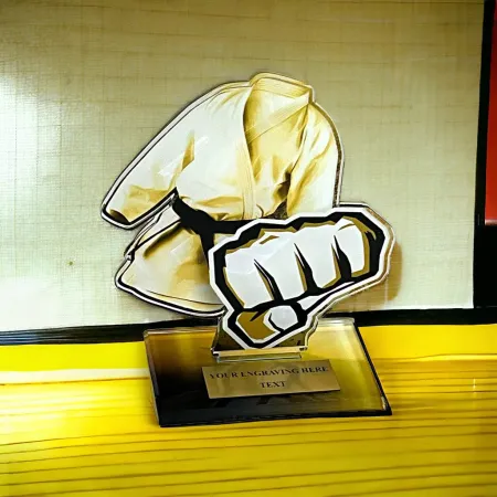 Akrylátová trofej AWF M57 | Bojová umění Výška cm: 21,5 - Šířka cm: 20,5 - stříbrná