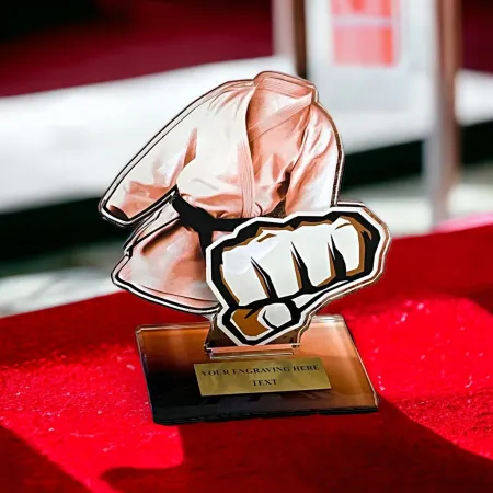 Akrylátová trofej AWF M57 | Bojová umění Výška cm: 21,5 - Šířka cm: 20,5 - stříbrná