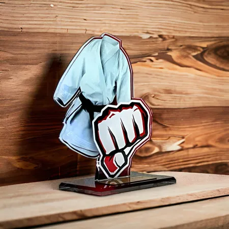 Akrylátová trofej AWF M57 | Bojová umění Výška cm: 21,5 - Šířka cm: 20,5 - stříbrná