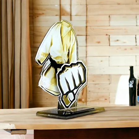 Akrylátová trofej AWF M57 | Bojová umění Výška cm: 21,5 - Šířka cm: 20,5 - stříbrná