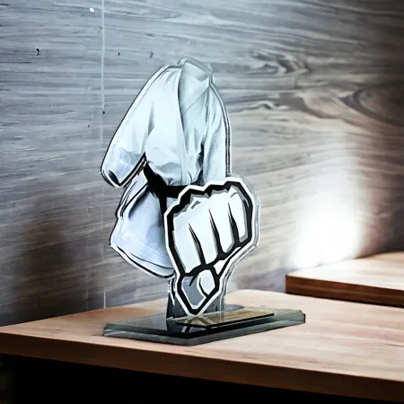 Akrylátová trofej AWF M57 | Bojová umění Výška cm: 21,5 - Šířka cm: 20,5 - stříbrná