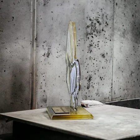 Akrylátová trofej AWF M57 | Bojová umění Výška cm: 21,5 - Šířka cm: 20,5 - stříbrná