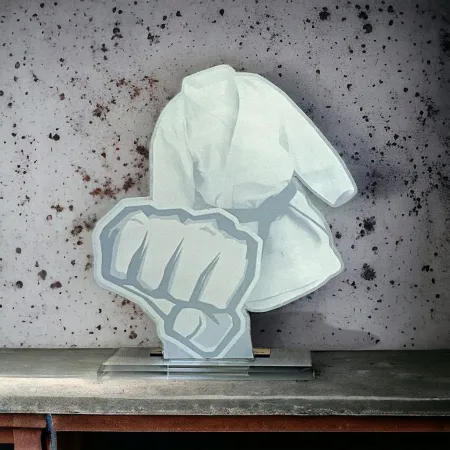 Akrylátová trofej AWF M57 | Bojová umění Výška cm: 21,5 - Šířka cm: 20,5 - stříbrná