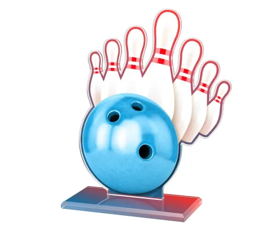 Akrylátová trofej AWF M61 | Bowling Výška cm: 19,5 - Šířka cm: 18,5 - stříbrná