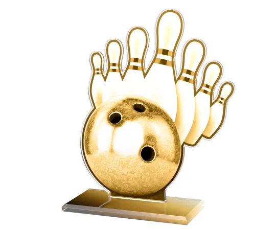 Akrylátová trofej AWF M61 | Bowling Výška cm: 19,5 - Šířka cm: 18,5 - stříbrná