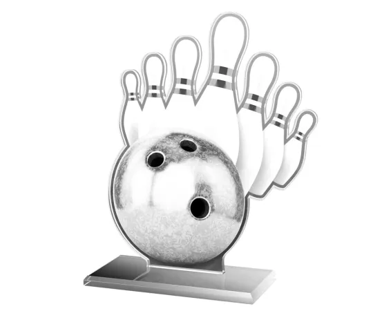 Akrylátová trofej AWF M61 | Bowling Výška cm: 19,5 - Šířka cm: 18,5 - stříbrná