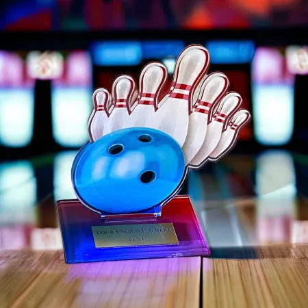 Akrylátová trofej AWF M61 | Bowling Výška cm: 19,5 - Šířka cm: 18,5 - stříbrná
