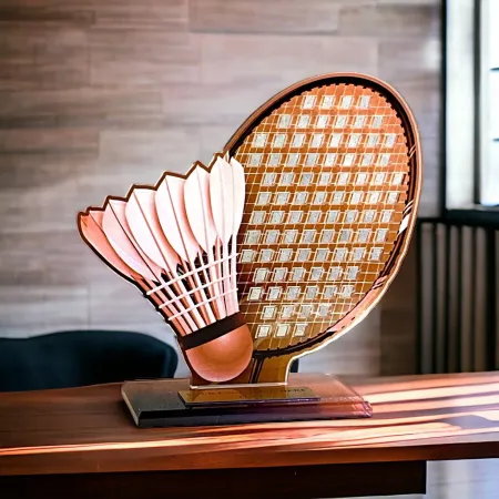 Akrylátová trofej AWF M63 | Badminton Výška cm: 17,5 - Šířka cm: 16,5 - bronzová