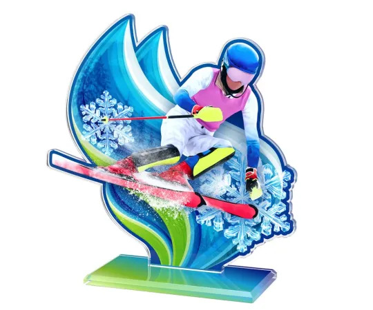 Akrylátová trofej AWF M72 | Sjezdové lyžování Výška cm: 15,5 - Šířka cm: 14,5 - stříbrná