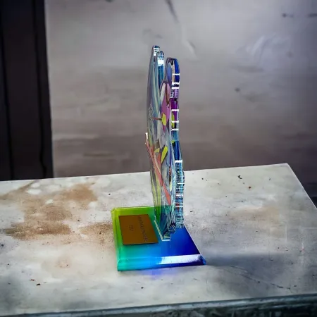 Akrylátová trofej AWF M72 | Sjezdové lyžování Výška cm: 15,5 - Šířka cm: 14,5 - stříbrná