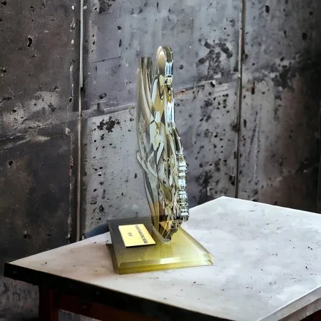 Akrylátová trofej AWF M72 | Sjezdové lyžování Výška cm: 15,5 - Šířka cm: 14,5 - stříbrná