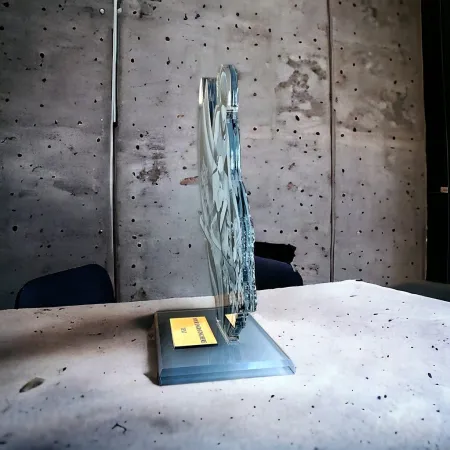 Akrylátová trofej AWF M72 | Sjezdové lyžování Výška cm: 15,5 - Šířka cm: 14,5 - stříbrná