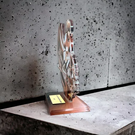 Akrylátová trofej AWF M72 | Sjezdové lyžování Výška cm: 15,5 - Šířka cm: 14,5 - stříbrná