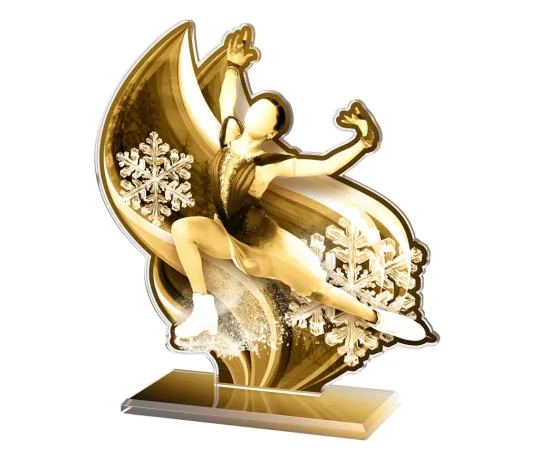 Akrylátová trofej AWF M74 | Krasobruslení Výška cm: 21,5 - Šířka cm: 20,5 - stříbrná