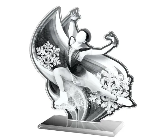 Akrylátová trofej AWF M74 | Krasobruslení Výška cm: 21,5 - Šířka cm: 20,5 - stříbrná