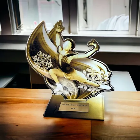 Akrylátová trofej AWF M74 | Krasobruslení Výška cm: 21,5 - Šířka cm: 20,5 - stříbrná