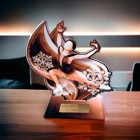 Akrylátová trofej AWF M74 | Krasobruslení Výška cm: 21,5 - Šířka cm: 20,5 - stříbrná