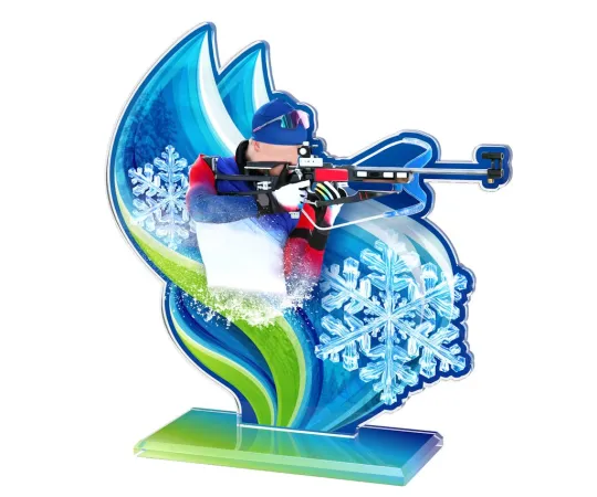 Akrylátová trofej AWF M76 | Biatlon Výška cm: 17,5 - Šířka cm: 16,5 - stříbrná