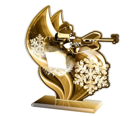 Akrylátová trofej AWF M76 | Biatlon Výška cm: 17,5 - Šířka cm: 16,5 - stříbrná