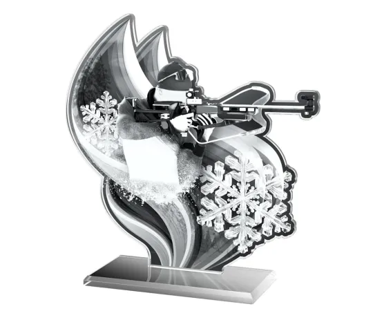 Akrylátová trofej AWF M76 | Biatlon Výška cm: 17,5 - Šířka cm: 16,5 - stříbrná
