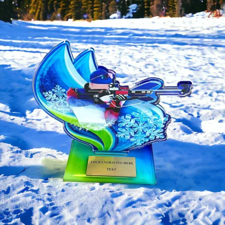 Akrylátová trofej AWF M76 | Biatlon Výška cm: 17,5 - Šířka cm: 16,5 - stříbrná