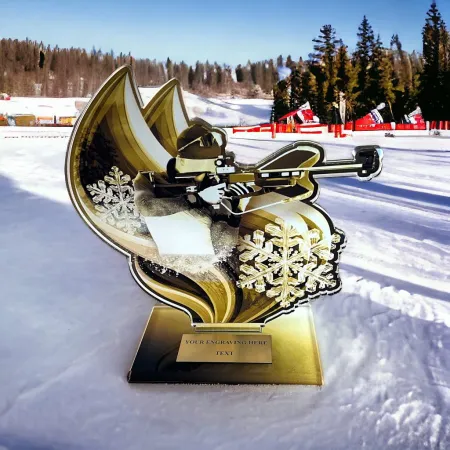 Akrylátová trofej AWF M76 | Biatlon Výška cm: 17,5 - Šířka cm: 16,5 - stříbrná