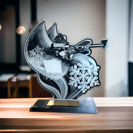 Akrylátová trofej AWF M76 | Biatlon Výška cm: 17,5 - Šířka cm: 16,5 - stříbrná