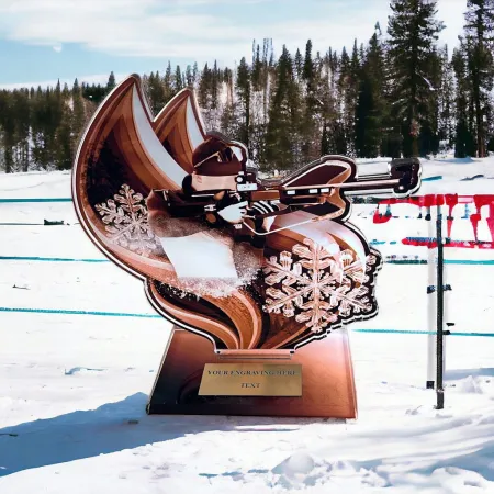 Akrylátová trofej AWF M76 | Biatlon Výška cm: 17,5 - Šířka cm: 16,5 - stříbrná