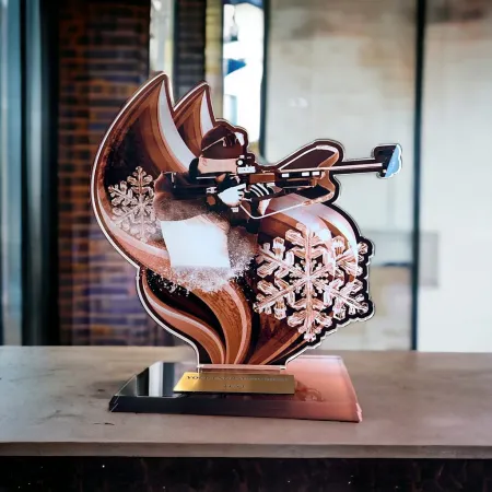 Akrylátová trofej AWF M76 | Biatlon Výška cm: 17,5 - Šířka cm: 16,5 - stříbrná