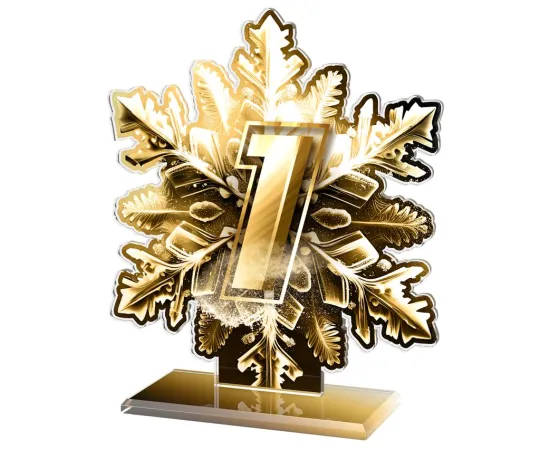 Akrylátová trofej AWF M77 | Zima Výška cm: 13,5 - Šířka cm: 12,5 - zlatá