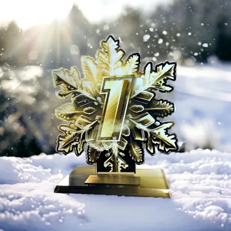 Akrylátová trofej AWF M77 | Zima Výška cm: 13,5 - Šířka cm: 12,5 - zlatá