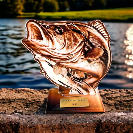 Akrylátová trofej AWF M83 | Rybaření Výška cm: 15,5 - Šířka cm: 14,5 - zlatá