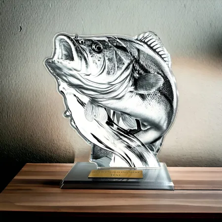 Akrylátová trofej AWF M83 | Rybaření Výška cm: 15,5 - Šířka cm: 14,5 - zlatá