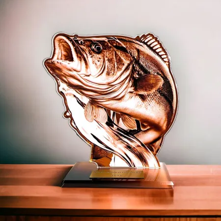 Akrylátová trofej AWF M83 | Rybaření Výška cm: 15,5 - Šířka cm: 14,5 - zlatá