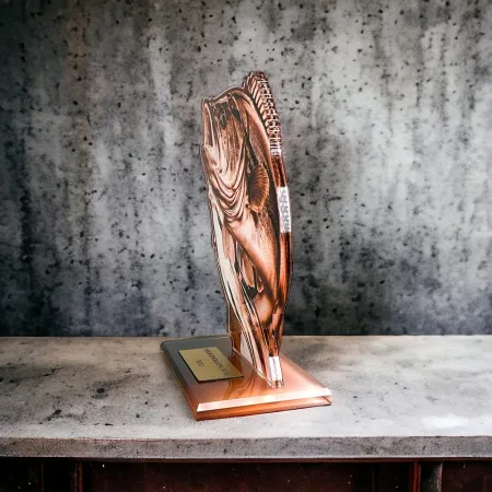 Akrylátová trofej AWF M83 | Rybaření Výška cm: 15,5 - Šířka cm: 14,5 - zlatá