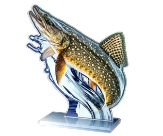 Akrylátová trofej AWF M84 | Rybaření Výška cm: 19,5 - Šířka cm: 18,5 - stříbrná