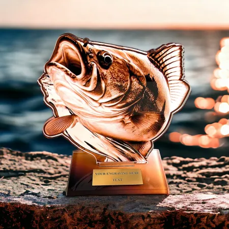 Akrylátová trofej AWF M85 | Rybaření Výška cm: 13,5 - Šířka cm: 12,5 - bronzová