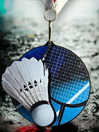 Akrylátová medaile MDABL M07 | Badminton Stuha: ST12, MD průměr: 6