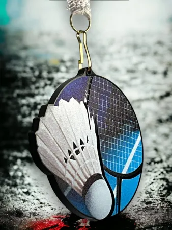 Akrylátová medaile MDABL M07 | Badminton Stuha: ST12, MD průměr: 6