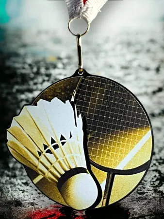 Akrylátová medaile MDABL M07 | Badminton Stuha: ST12, MD průměr: 6
