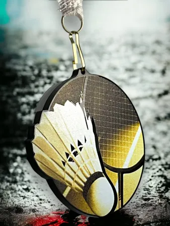 Akrylátová medaile MDABL M07 | Badminton Stuha: ST12, MD průměr: 6