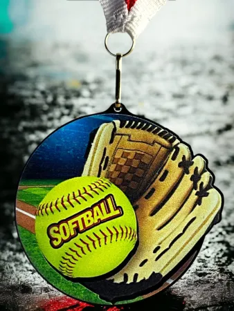 Akrylátová medaile MDABL M10 | Softball Stuha: ST3, MD průměr: 9