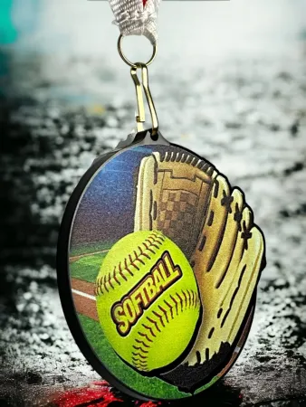 Akrylátová medaile MDABL M10 | Softball Stuha: ST3, MD průměr: 9