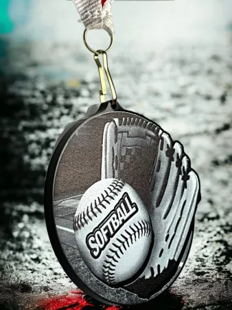 Akrylátová medaile MDABL M10 | Softball Stuha: ST3, MD průměr: 9