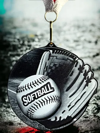 Akrylátová medaile MDABL M10 | Softball Stuha: ST3, MD průměr: 9