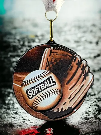 Akrylátová medaile MDABL M10 | Softball Stuha: ST3, MD průměr: 9