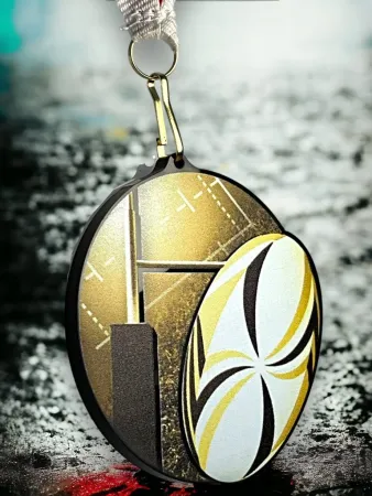 Akrylátová medaile MDABL M12 | Rugby Stuha: ST9, MD průměr: 6